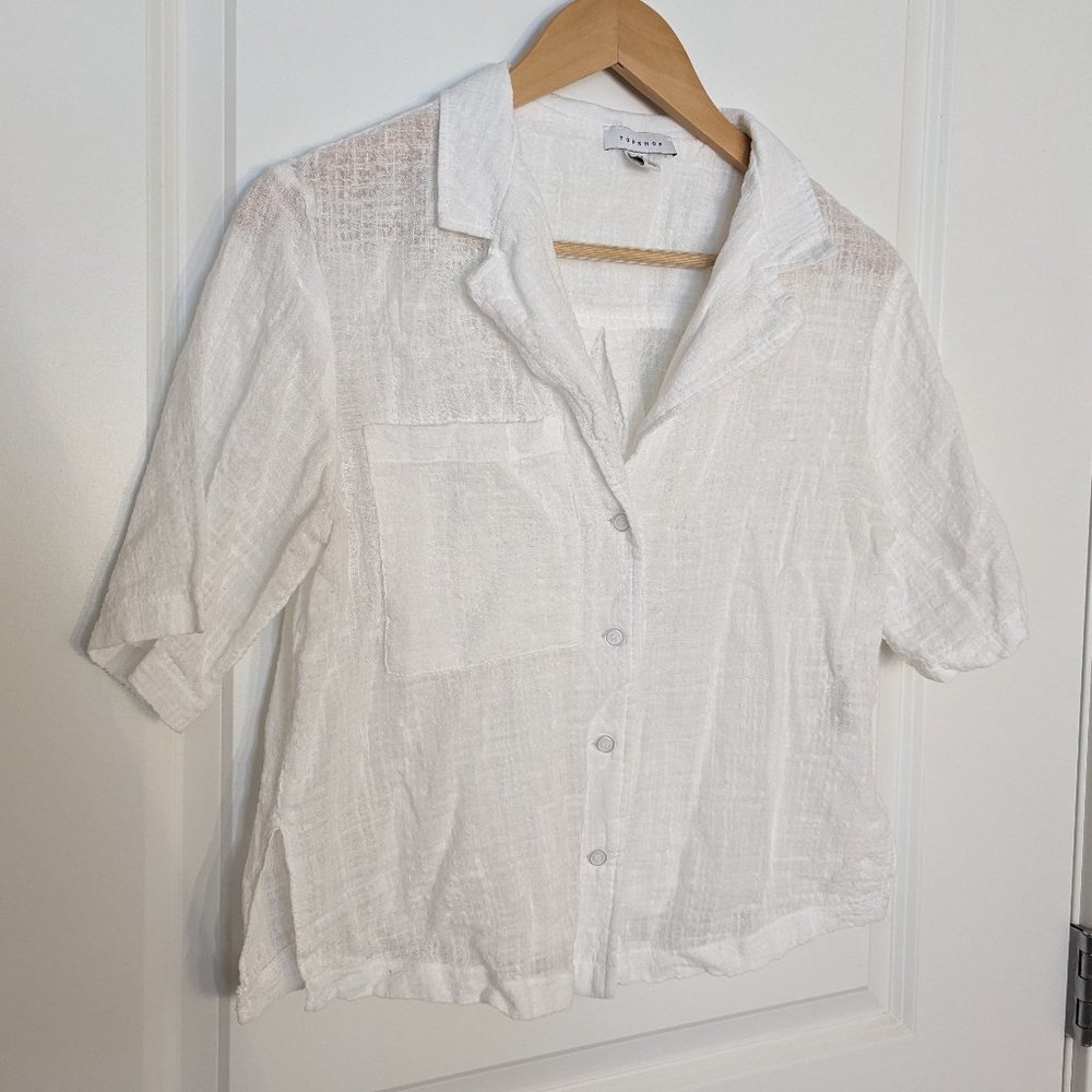 Topshop Lightweight Resort Crop Shirt - Picture 6 of 7